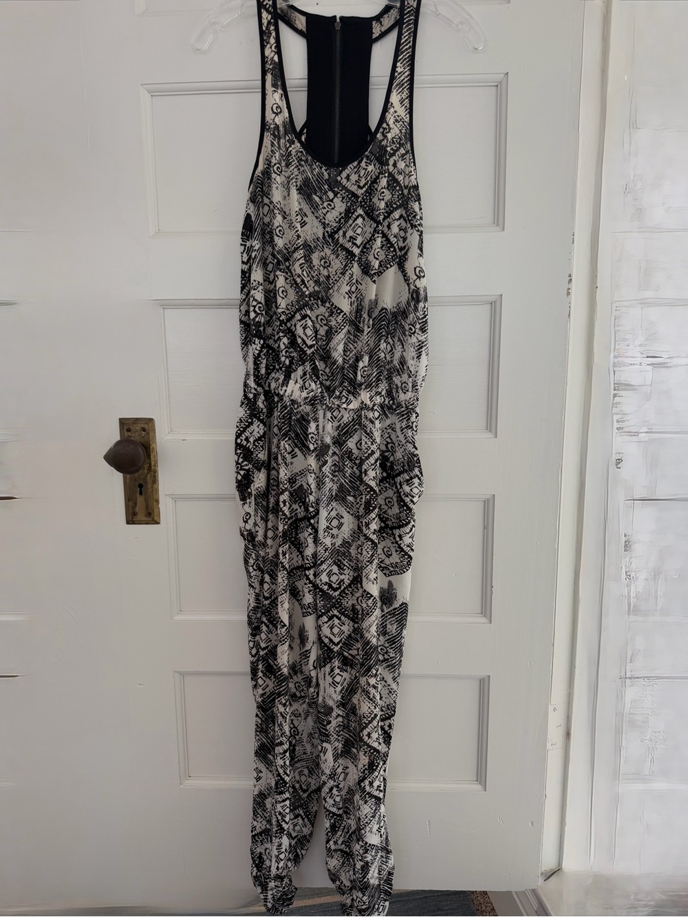 Felicity & Coco Black and White Printed Racerback Maxi Dress
